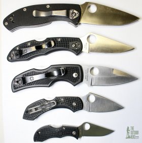 All Spyderco, from top: Tenacious, Delica 4, Native 5, Dragonfly 2, Manbug