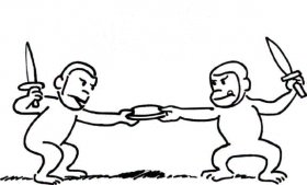 monkies fighting with knives