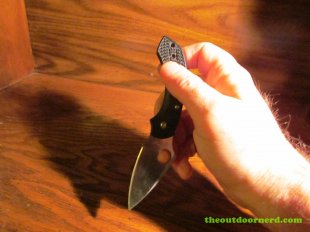 Spyderco Dragonfly 2 FRN Pocket Knife showing one handed upside down open