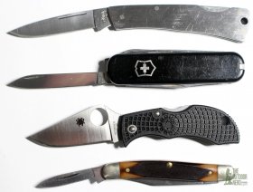 From Top: Case XXL, Victorninox Executive, Spyderco Dragonfly 2, Schrade Old Timer