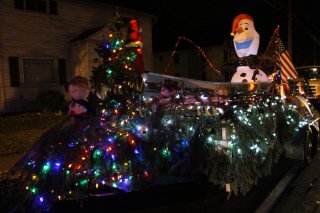 Our first production Case Canoe on our Christmas float in the Webster Fire Department Christmas Parade.