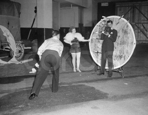 photo of gib hibbens throwing knives in black and white